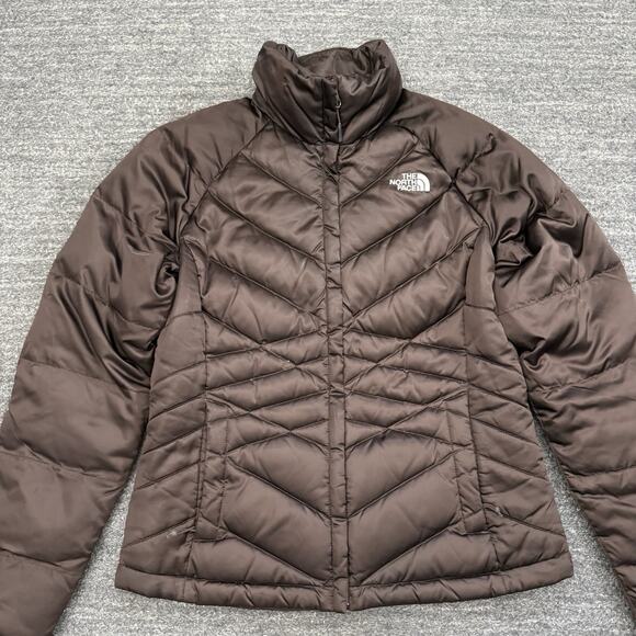 North Face Jacket Women Small Brown 550 Down Puffer Quilted Winter Coat Full Zip - Picture 1 of 15